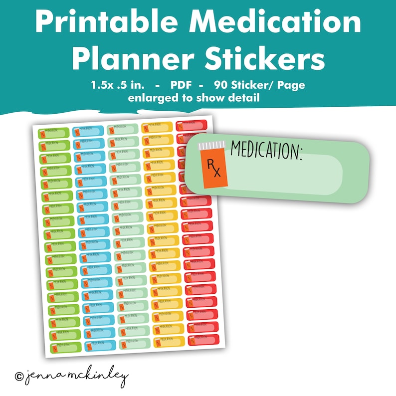 PRINTABLE Medication Reminder Planner Stickers Daily Weekly Etsy