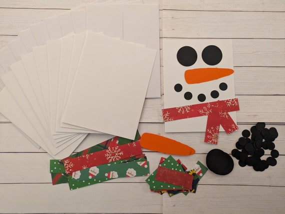 Snowman Black paper glue art project activity holiday christmas