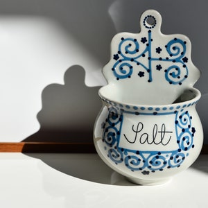 Marianne Westman wall-hanged stoneware hand painted salt container by RÖRSTRAND Sweden 1970&#39;s MW