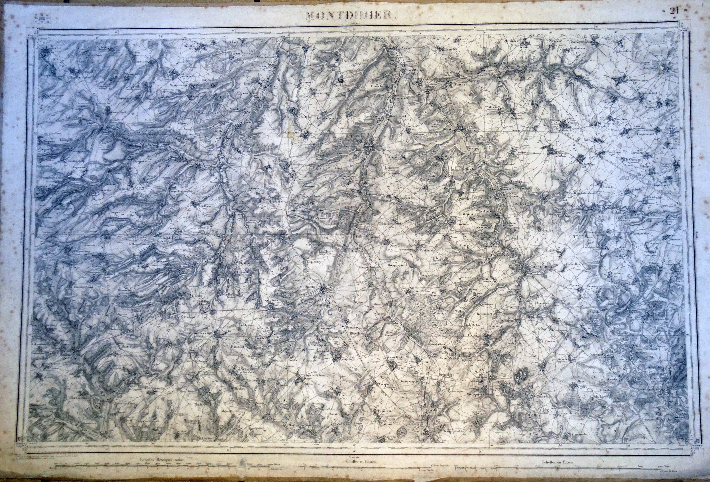 Carte D Etat Major 1837 Militaire Montdidier Oise 21 Lt General Pelet
