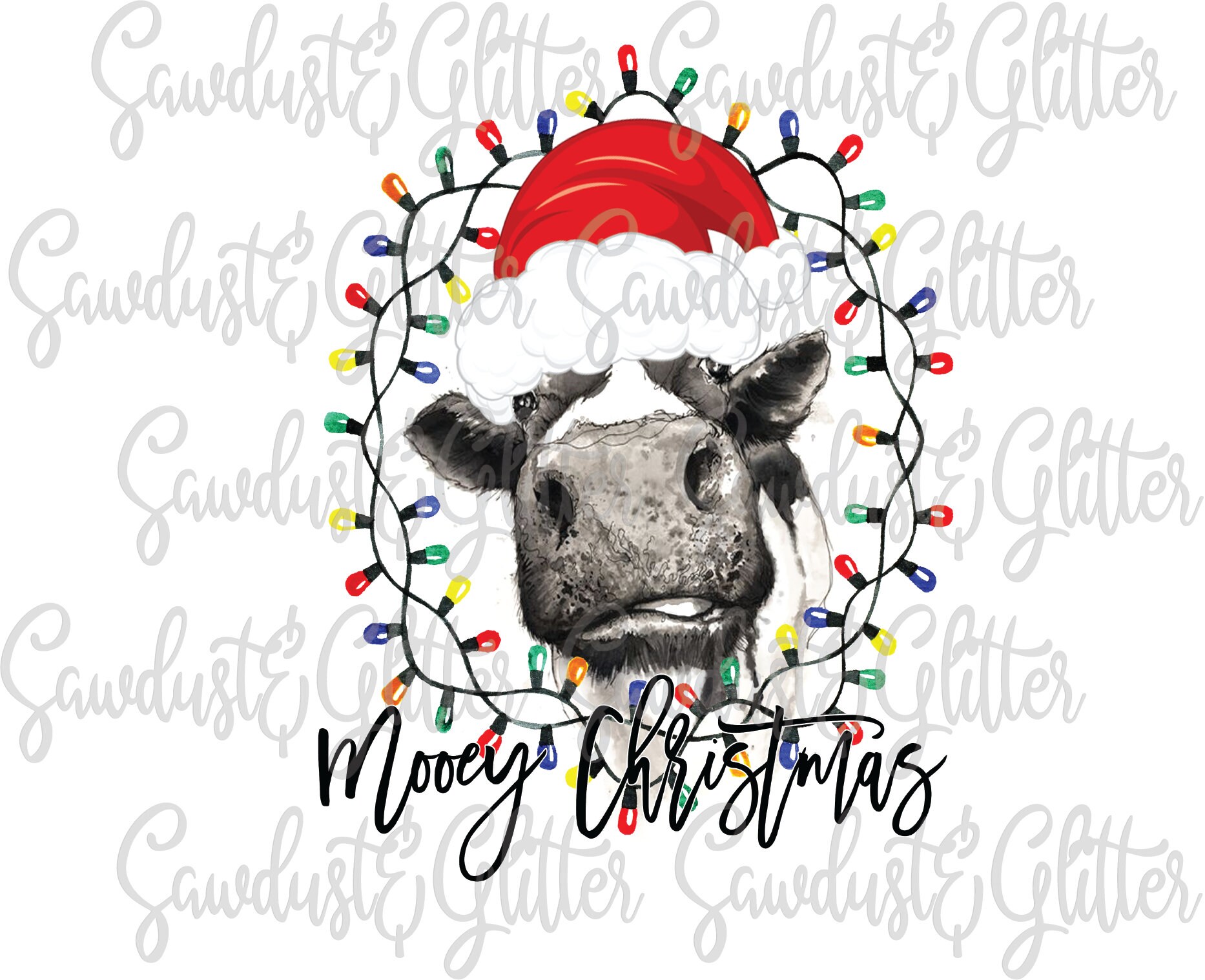 Merry Cow Christmas Sublimation Transfer Santa Cute Etsy