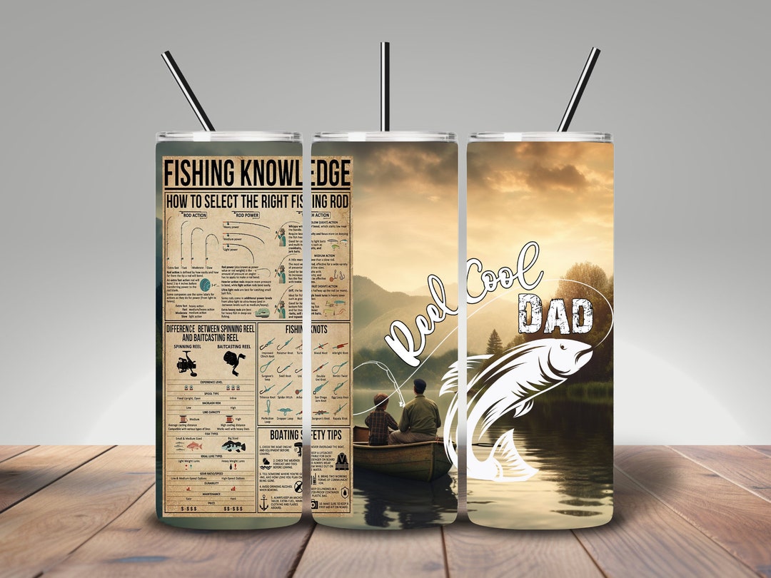 Reel Cool Dad 20oz Skinny Tumbler Sublimation Transfer Ready to Press ...