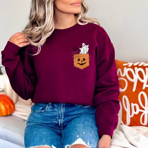 Ghost Pocket RTS Dtf Ready to Press, Cute Fall Transfer, Pumpkins ...