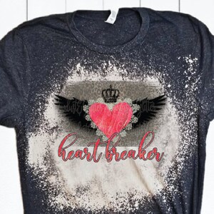 Heart Breaker Valentine&#39;s Day Sublimation Transfer, cute valentine design, heart with wings, valentine&#39;s day png, crowned heart