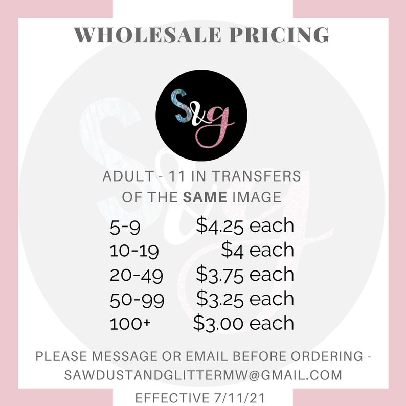 DTF transfer Custom Order Wholesale pricing screen print Etsy