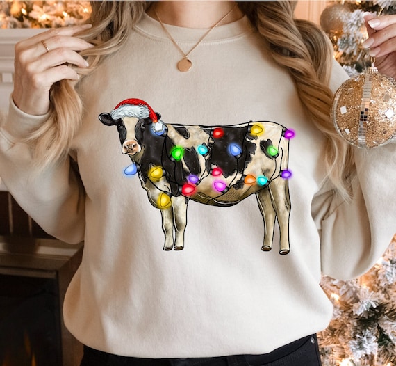 DTF Transfer Christmas Cow Ready to Ship Cute Christmas - Etsy