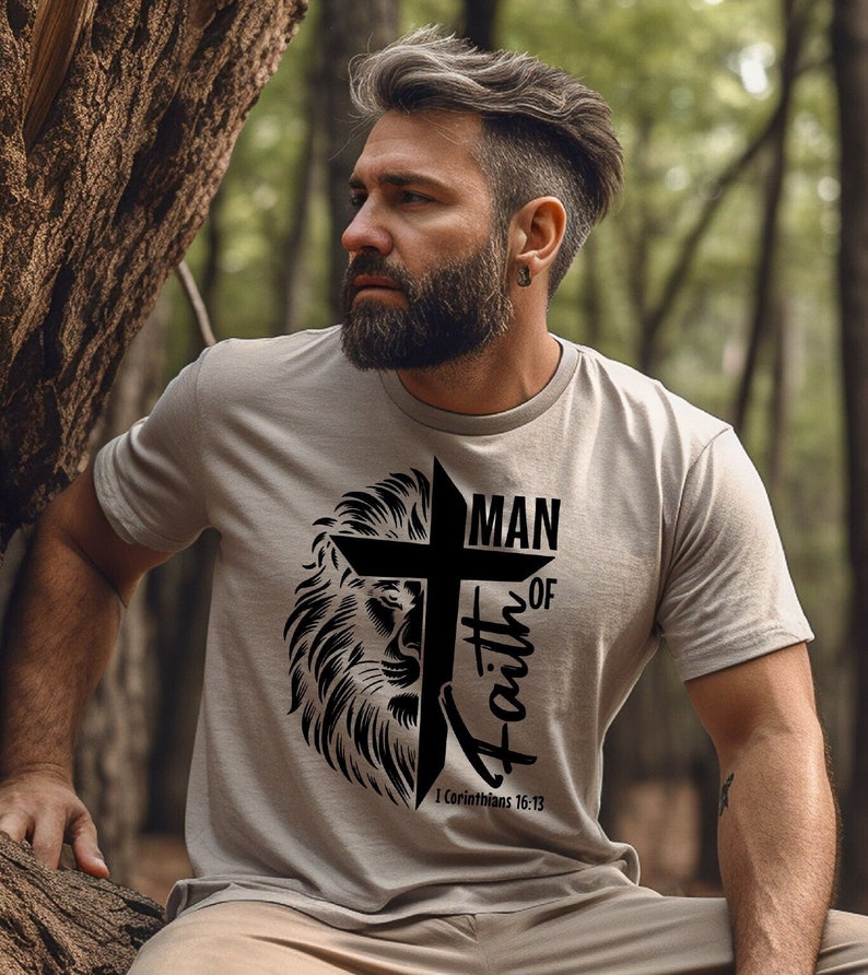 Man of Faith Screen print transfer ready to press ready to ship, cute & easy, fathers day, uncle, brother, husband gift Godly man, Christian image 1