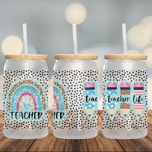 Teacher Life UVDTF transfer wrap Ready to apply, Cute design, RTS, no heat needed, permanent, adhesive, waterproof, easy to use, rainbows