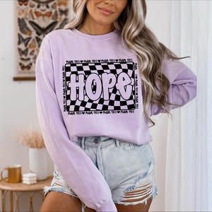 Hope Screen print transfer ready to press ready to ship cute easy shirts transfers checkered retro grunge vintage Psalm 130:5 Jesus momma