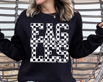 Eagles Checker Screen print transfer, cute easy shirts, retro, trendy, school spirit, football, basketball, mom, baseball, volleyball