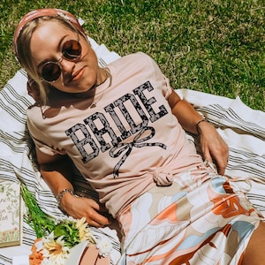 Bride Screen print transfer ready to press ready to ship cute easy shirts transfers flowers lace floral bows trendy wedding bachelorette