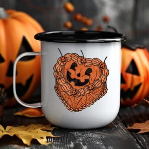 Pumpkin cake UVDTF transfer decal Ready to apply, permanent, adhesive, waterproof, easy to use, horror, fall, spooky, classic, jackolantern