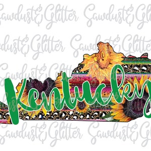 Kentucky sunflower sublimation transfer- KY, cheetah, serape, sunflower