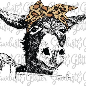 Donkey with cheetah bandana, Sublimation Transfer,mug design, sublimation, transfer, shirt design, cheetah