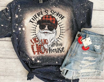 There&#39;s some Hos up in this house Sublimation Transfer | Santa | Cute Christmas Transfers | Ho Ho Ho&#39;s | Red Plaid | Hip Santa