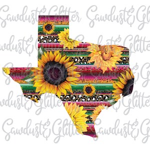 Texas sunflower sublimation transfer- TEXAS, cheetah, serape, sunflower