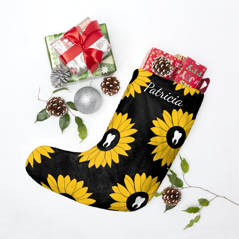 2023 Personalized Sunflower Teeth Christmas Stockings Etsy