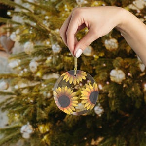 Personalisierte Sonnenblumen GLAS Ornament, 1er-Pack,