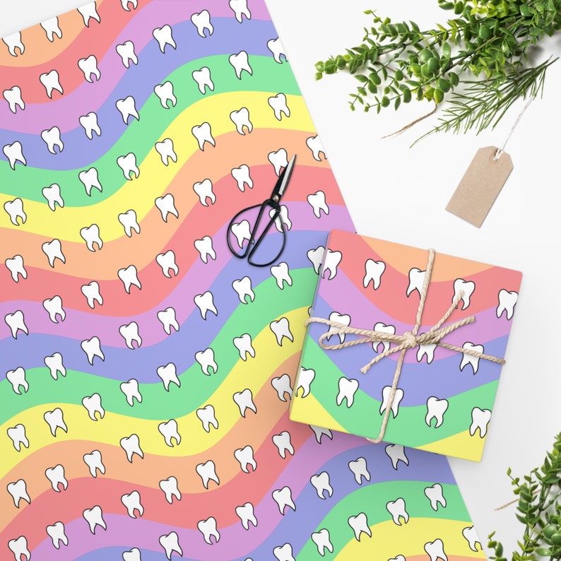 Rainbow Teeth Wrapping Paper Etsy