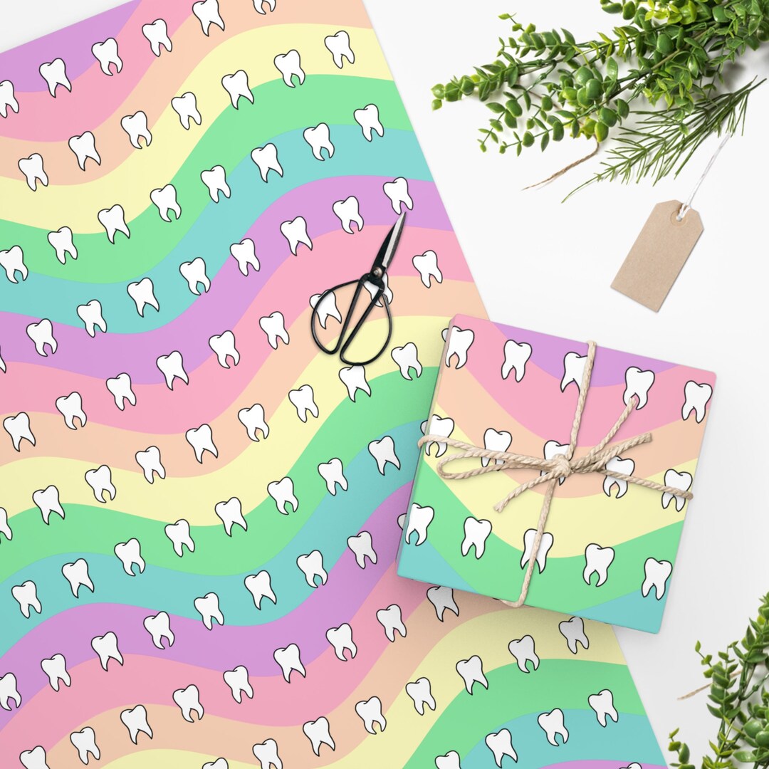 Pastel Rainbow Teeth Wrapping Paper Etsy