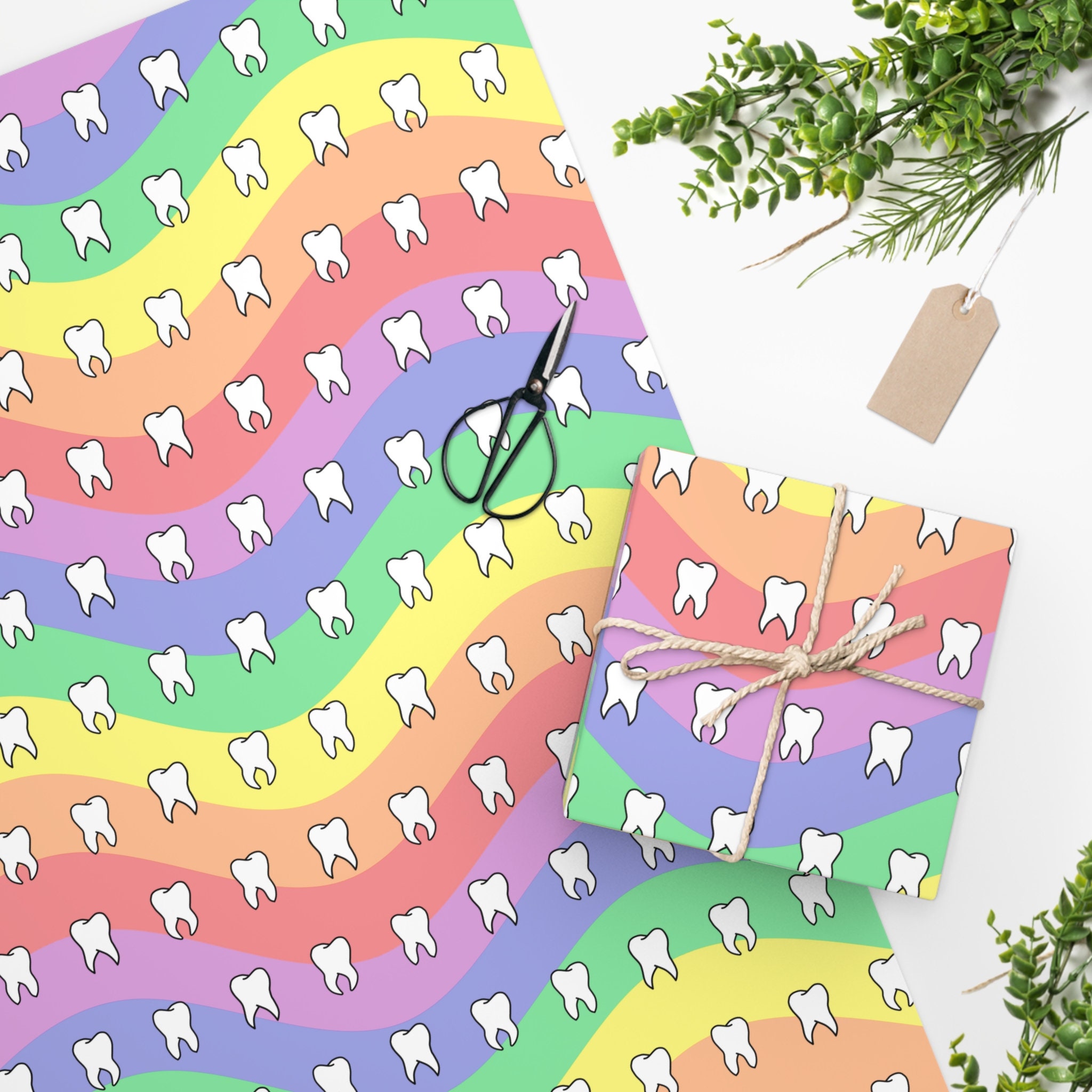 Rainbow Teeth Wrapping Paper Etsy