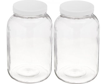 Kombucha Jar Pack of 2 (1 Gallon Glass Jars with BPA-Free Plastic Lids), 2- Pack Gallon Glass Jars  - Kombucha Jars - Fermentation Jars, Jar
