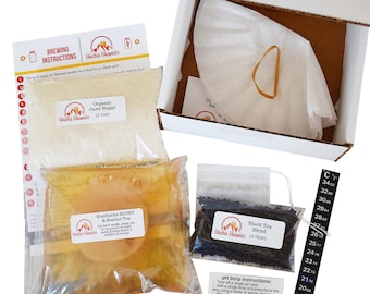 Kit de inicio Kombucha SIN tarro - Todo lo demás que necesita para empezar a preparar kombucha en casa - kombucha scoby, té de inicio, azúcar orgánica