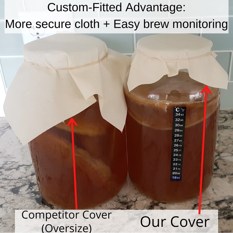 Cloth Kombucha Covers With Rubber Bands 5 Pack Unbleached Cotton Muslin