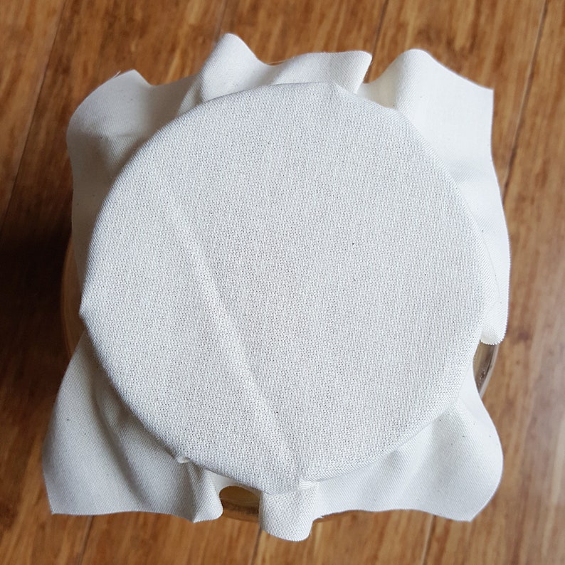 Cloth Kombucha Covers With Rubber Bands 5 Pack Unbleached Cotton Muslin