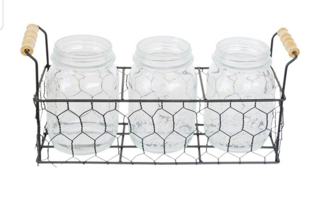 Country Chic Mason Jars Caddy Set Farmhouse Style Mason Jar Etsy