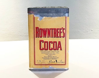 Vintage tin "Rowntree's Cocoa" Rowntree & Co. Ltd., York, England, English cocoa powder / decoration
