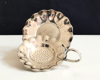 Vintage WMF tea strainer and drip tray / tea bag holder / silver-plated