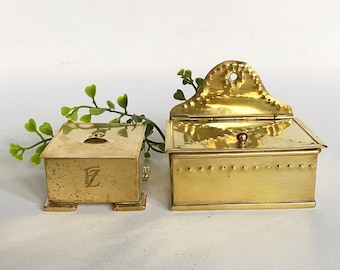 Antique Art Nouveau brass box / tin / casket / storage / stamp pad tin