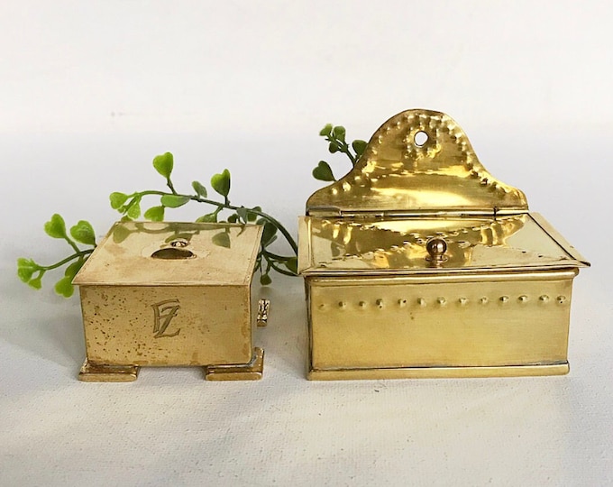 Antique Art Nouveau brass box / tin / casket / storage / stamp pad tin