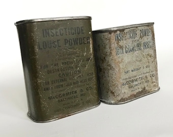 Vintage Art Deco Blechdose &quot;Insecticide Powder&quot; Mc Cormick & Company , inc. Baltimore / Körper Insekten Puder/ Militaria/ made in U.S.A