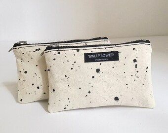 handmade canvas fabric storage bag / natural color, black speckled