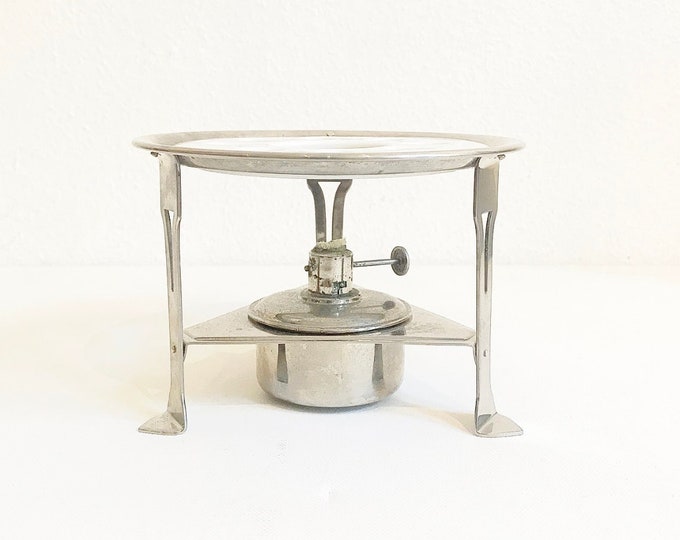 Antique Art Deco Réchaud made of metal and porcelain, warmer / gas stove / vintage