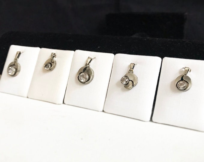 Vintage 925 sterling silver chain pendant KARL LAINE / Finland, Turku / with natural rock crystal / KL / Modernist