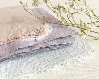 handmade paper /tags/ paper with leaves / light green / pink / confetti / paper recycling /handmade /scrapbooking and sketching