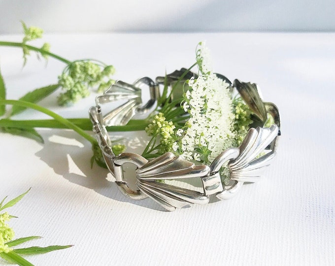 Art Deco 835 real silver bracelet / wide link bracelet, vintage, antique