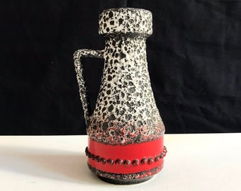 Mid Century Fat Lava "Schlossberg" ceramic vase / model 283-20 / West Germany Pottery / red-black-white / vintage