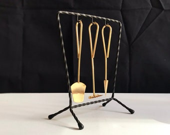 Vintage Mini Metal Garden Windowsill Tools / Rake and Shovel / Mid Century Brass / Plants