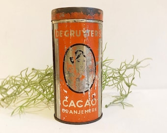 Vintage tin "de Grutter's" Cacao Oranjemerk / Dutch biscuit tin / decoration