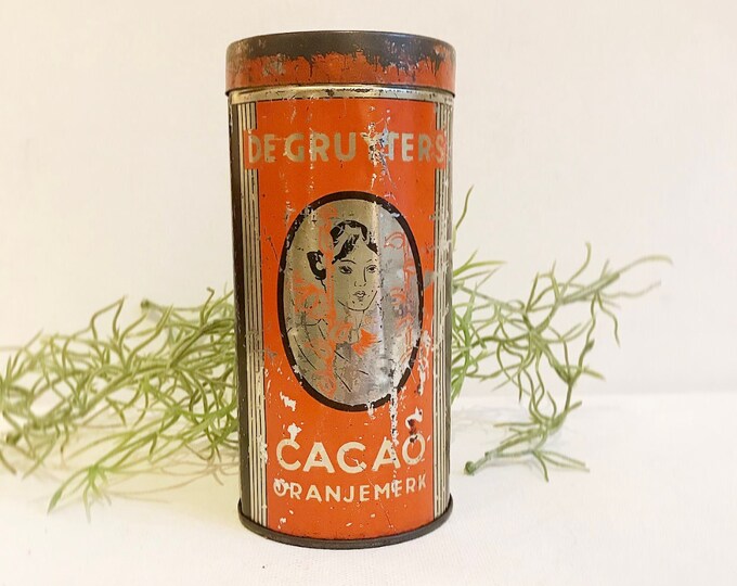 Vintage tin "de Grutter's" Cacao Oranjemerk / Dutch biscuit tin / decoration