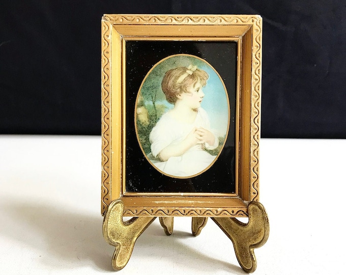 Antique picture "Age of Innocence" by Sir Joshua Reynolds / The Beckhard Line / Girl in a white dress / plaster frame