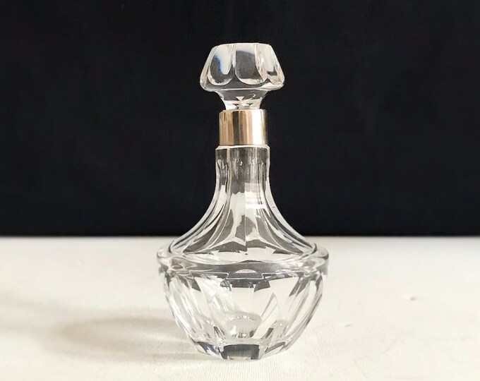 Elegant glass bottle, Otto Wolter, Schwäbisch Gmünd 925 sterling silver outfit, chalice / cup