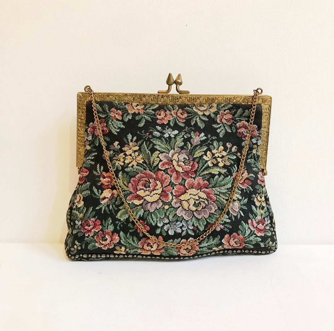 Vintage Tapestry Bag / Floral Embroidery / Clutch / Evening Etsy