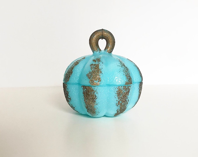 Antique Art Nouveau Portieux Vallerysthal 3762 sugar bowl,bonboniere,France/opal glass, milk glass box/lidded box in the shape of a pumpkin