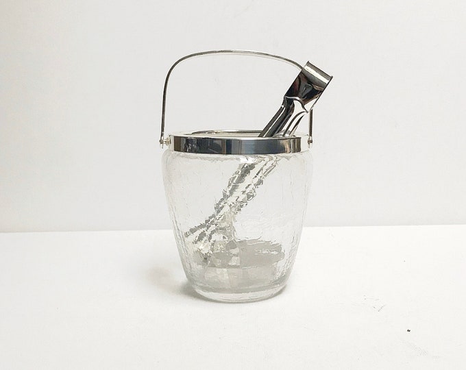Antique Art Deco WMF cocktail ice cube container / ice bucket / craquelé glass / bar set / shaker