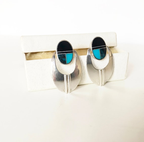 Opulent Vintage Native American Zuni Turquoise Eagle Sterling Silver Squash Blossom Necklace Opulent Vintage Native American Zuni Turquoise Eagle Sterling Silver Squash Blossom Necklace
